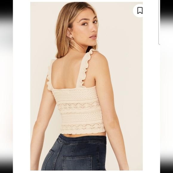 100% Cotton By Together Crochet Knit Crop Top Size Medium - Picture 3 of 9